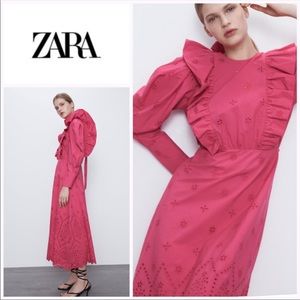 Zara Eyelet Pink Maxi Dress